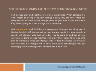 Self Storage Unit Is More Than Just a Room to Keep Belonging