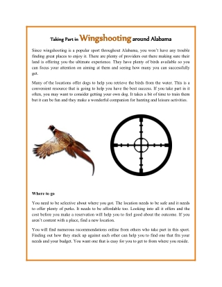 Taking Part in Wingshooting around Alabama