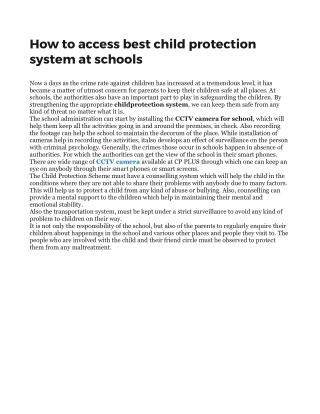 How to access best child protection system at schools
