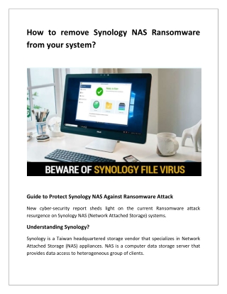 Synology NAS Ransomware | Guide to remove it from system