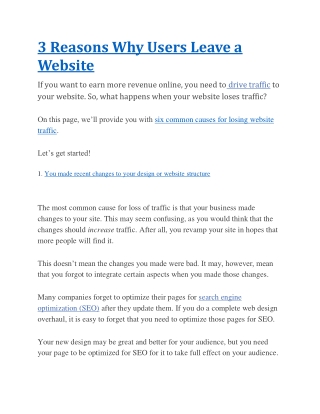 3 Reasons Why Users Leave a Website