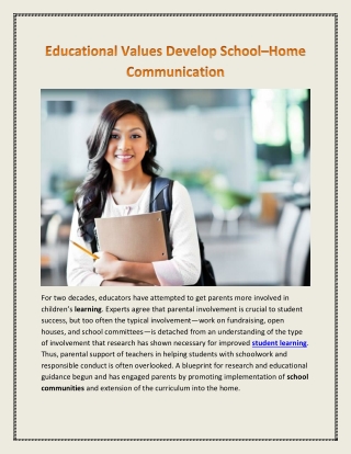 Educational Values Develop School–Home Communication