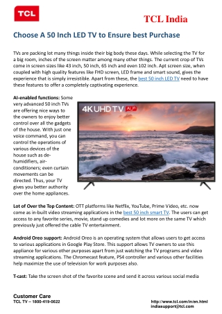 Choose A 50 Inch LED TV To Ensure Best Purchase