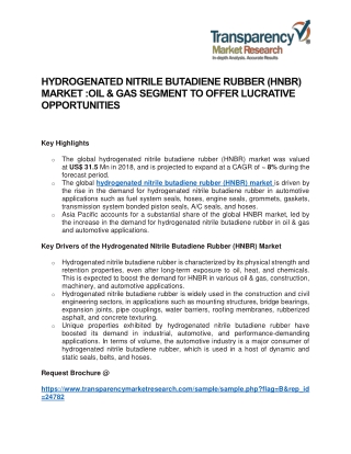 HYDROGENATED NITRILE BUTADIENE RUBBER (HNBR) MARKET :OIL & GAS SEGMENT TO OFFER LUCRATIVE OPPORTUNITIES