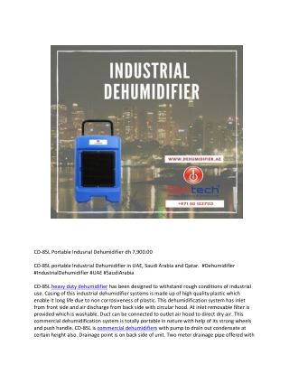 CD-85L portable Industrial Dehumidifier in UAE, Saudi Arabia and Qatar.