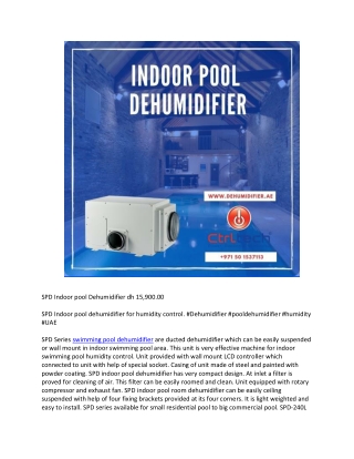 SPD Indoor pool dehumidifier for humidity control. #Dehumidifier