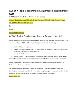 ACC 667 Topic 6 Benchmark Assignment Research Paper GCU