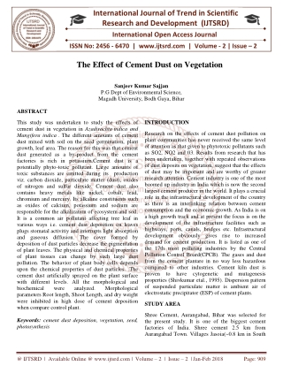 The Effect of Cement Dust on Vegetation