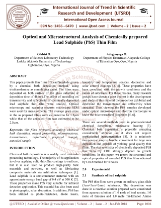 Optical and Microstructural Analysis of Chemically prepared Lead Sulphide PbS Thin Film