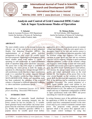 Analysis and Control of Grid Connected DFIG Under Sub and Super Synchronous Modes of Operation