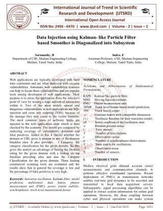 Data Injection using Kalman Like Particle Filter Based Smoother is Diagonalized into Subsystem