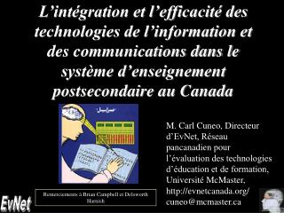 L’intégration et l’efficacité des technologies de l’information et des communications dans le système d’enseignement pos