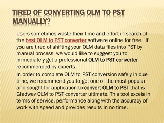 Migrate the data from OLM to PST