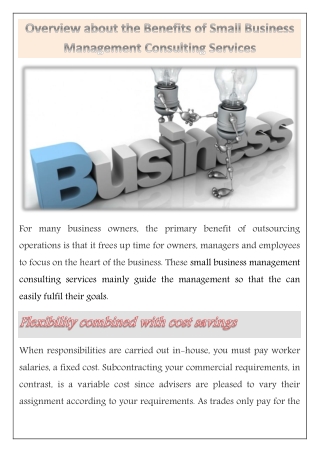 Overview about the Benefits of Small Business Management Consulting Services