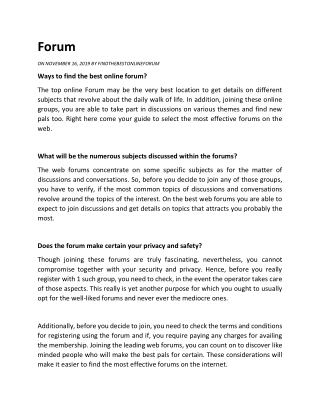 Ways to find the best online forum