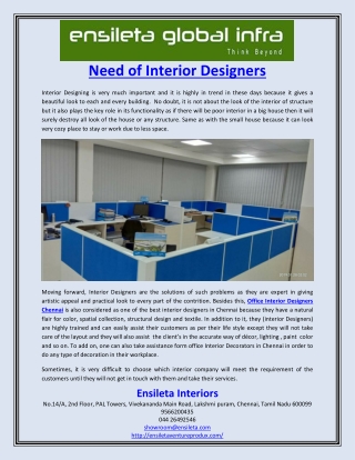 Need of Interior Designers