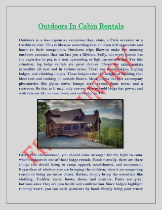 Outdoors In Cabin Rentals