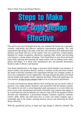 Steps to Make Your Logo Design Effective