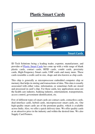 Smart Cards Manufacturers India | Plastic Chip Smart Cards | RFID Cards