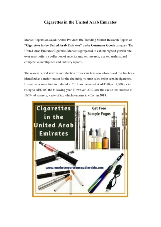 United Arab Emirates Cigarettes Market: Growth, Opportunity and Forecast Till 2023