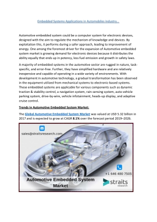 Automotive Embedded System Market