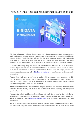 How Big Data Acts as a Boon for HealthCare Domain?