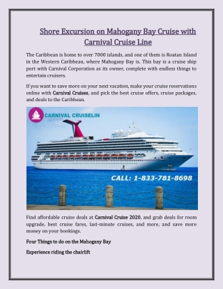 Shore Excursion on Mahogany Bay Cruise With Carnival Cruise Line