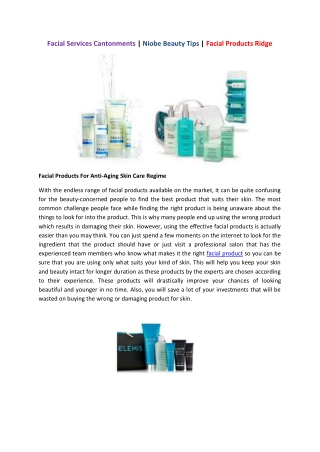 Beauty Tips & Facial Products Ridge