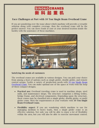 Face Challenges at Port with 10 Ton Single Beam Overhead Crane