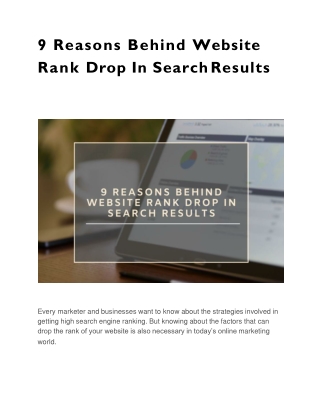 9 Reasons Behind Website Rank Drop In Search Results