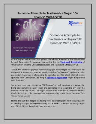 Someone Attempts to Trademark a Slogan “OK Boomer” With USPTO