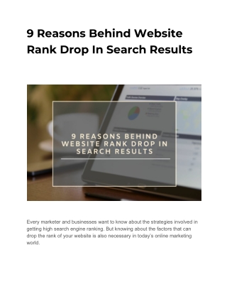 9 Reasons Behind Website Rank Drop In Search Results