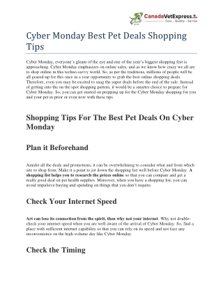 Cyber Monday Best Pet Deals Shopping Tips- CanadaVetExpress
