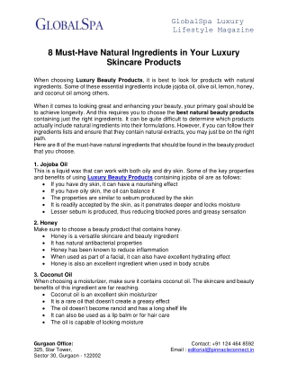 8 Must-Have Natural Ingredients in Your Luxury Skincare Products