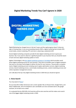 Digital Marketing Trends You Can’t Ignore in 2020
