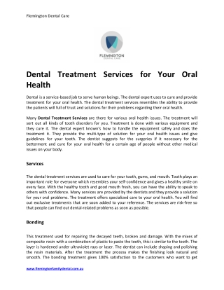 Dental Treatment Services for Your Oral Health