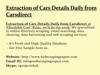 Extraction of Cars Details Daily from Carsdirect