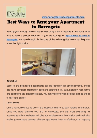 Best Ways to Rent your Apartment in Harrogate