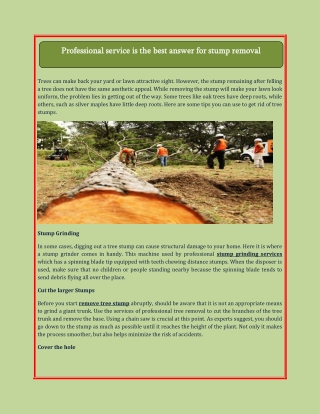 Professional service is the best answer for stump removal