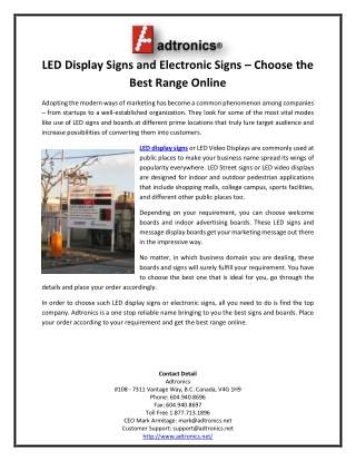 LED Display Signs and Electronic Signs – Choose the Best Range Online