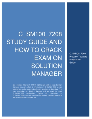 C_SM100_7208 Study Guide and How to Crack Exam on Solution Manager