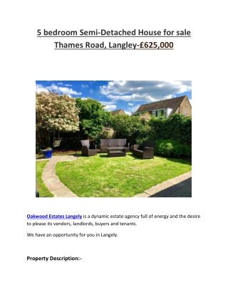 5 bedroom Semi-Detached House for sale Thames Road, Langley-£625,000