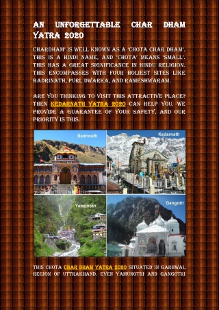 An unforgettable Char Dham Yatra 2020