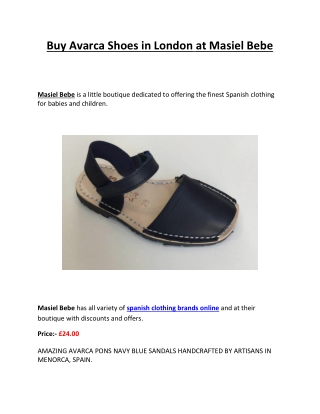 Buy Avarca Shoes in London at Masiel Bebe