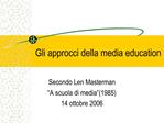 Gli approcci della media education