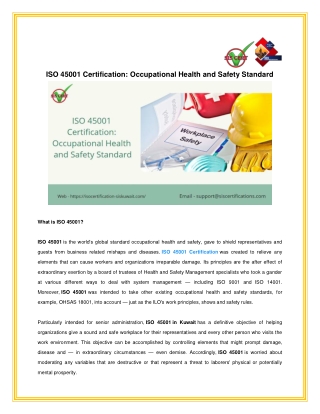 ISO 45001 Certification: Occupational Health and Safety Standard