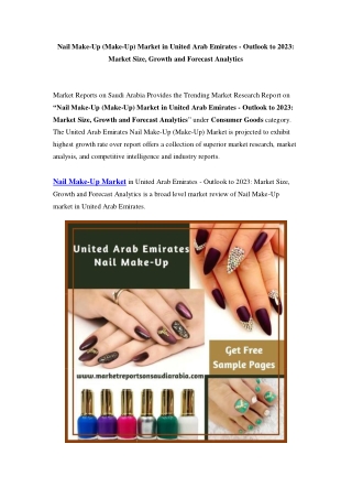 Nail Make-Up Market in United Arab Emirates - Outlook to 2023