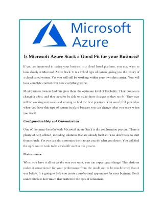 Is Microsoft Azure Stack a Good Fit for your Business