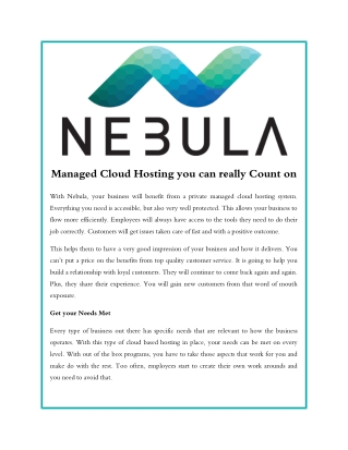 Nebula Managed Cloud Hosting you can really Count on