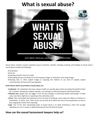 What is sexual abuse? Best Sexual Harassment Lawyers